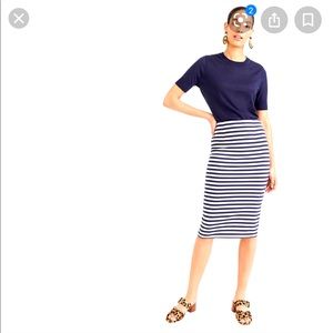 NWT JCREW Knit Pencil Skirt in Navy Stripe